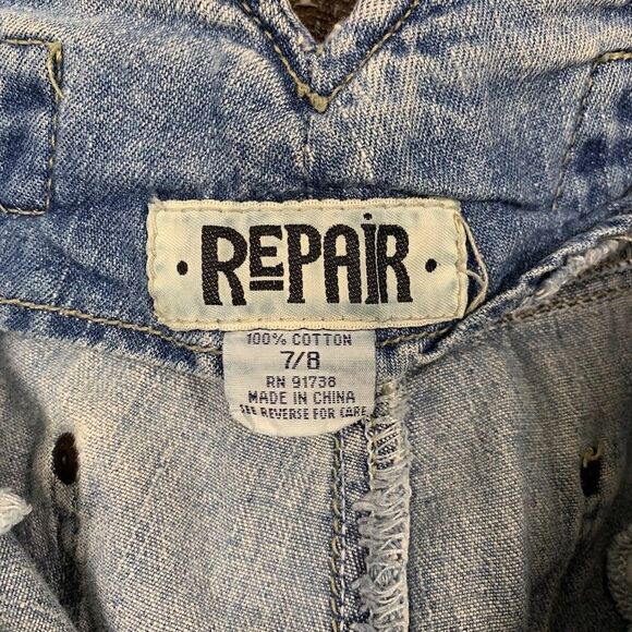 Vintage Y2K‎ Repair Branded Distressed Denim Jeans 5 Button Fly Women's 7/8 - Picture 11 of 14